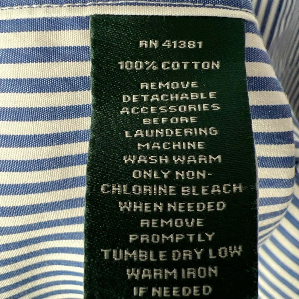 Ralph Lauren Classic Men’s Blue/white Striped L/S Button Up 17, 36/37 - Picture 10 of 10